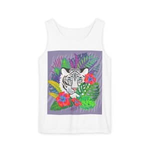 Unisex Garment-Dyed Tank Top White Tiger