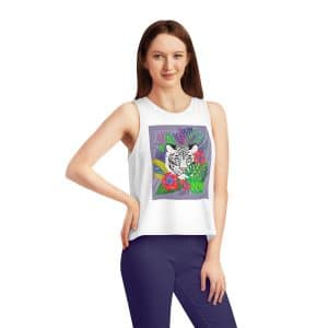 Women's Dancer Cropped Tank Top White Tiger